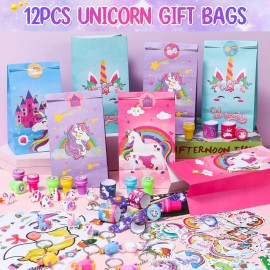 Winrayk 184Pcs Unicorn Party Favors Unicorn Birthday Party Supplies for Girls, Gift Bag Bookmark DIY Sticker Stamper Ring Sticker Slap Bracelet Keychain, Kids Goodie Bag Stuffers Girls Birthday Favors