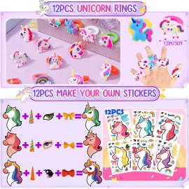 Winrayk 184Pcs Unicorn Party Favors Unicorn Birthday Party Supplies for Girls, Gift Bag Bookmark DIY Sticker Stamper Ring Sticker Slap Bracelet Keychain, Kids Goodie Bag Stuffers Girls Birthday Favors