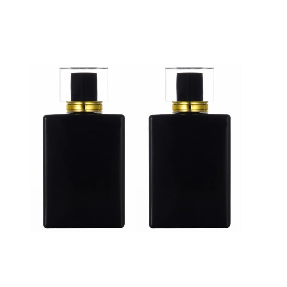 YORROR 2 Pack 100ml Glass Perfume Atomizer, Black Empty Spray Bottle for Men and Women, Portable Fragrance Fine Mist Spray Bottle for Travel