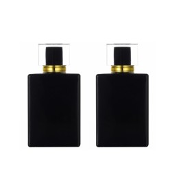 YORROR 2 Pack 100ml Glass Perfume Atomizer, Black Empty Spray Bottle for Men and Women, Portable Fragrance Fine Mist Spray Bottle for Travel