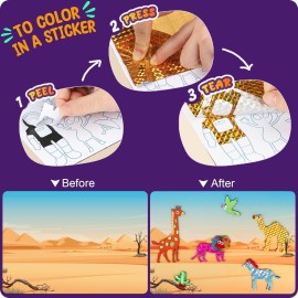 Alritz Arts and Crafts,Foil Crafts Fun Kit, Art Kit Toys for Kids Animals Space Cars, Foil Stickers Supplies,Travel Toys DIY Christmas Gifts for Girls Boys 4 5 6 7 8 9 10 11+ Years Old (6 Theme)