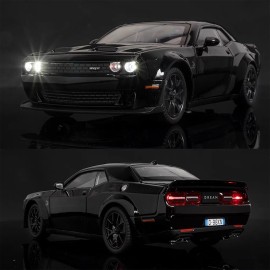 ERBADIHAGO Toy Car Model 1/32 Challenger Hellcat Alloy Model Car with Light and Sound Collectible Model Cars Pull Back Toy Vehicles for Boys Children Age 3 + Year Old