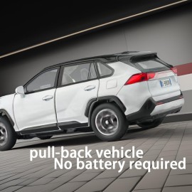 ERBADIHAGO Model Car 1/32 RAV4 Toy Car Alloy Diecast Collectible Model with Light and Sound Toy Vehicle for Boys Kids Toddler Gift White Car