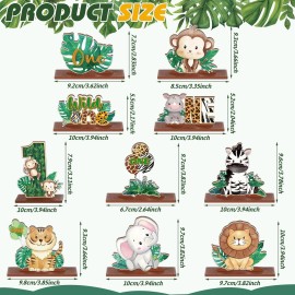 Barydat 10 Pcs Wild One Sign Safari Jungle Animal Small Table Wooden Centerpieces Wild One Birthday Decorations for Boys Baby Shower Centerpieces for Tables Party Supplies Photo Props