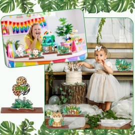 Barydat 10 Pcs Wild One Sign Safari Jungle Animal Small Table Wooden Centerpieces Wild One Birthday Decorations for Boys Baby Shower Centerpieces for Tables Party Supplies Photo Props