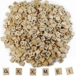GXXMEI 1000PCS Scrabble Tiles, Wooden Letter Tiles, A-Z Capital Letters for Crafts, Spelling,Scrabble Crossword Game