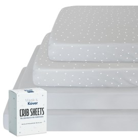 Crib Sheets for Boys 4 Pack, Fitted Baby Crib Sheet Neutral 52 x 28 for Standard Crib and Toddler Bed Mattress, Soft and Breathable Kid Toddler Sheets for Girls Boys, Grey