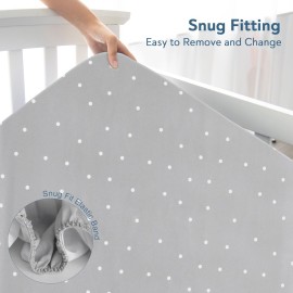 Crib Sheets for Boys 4 Pack, Fitted Baby Crib Sheet Neutral 52 x 28 for Standard Crib and Toddler Bed Mattress, Soft and Breathable Kid Toddler Sheets for Girls Boys, Grey