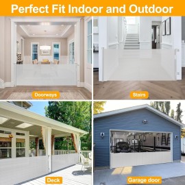 140 Extra Wide Pet Gate for Stairs Scratch-Resistant 33 Tall Retractable Long Baby Gates Indoor Extra Long Baby Gates for Large Openings Anti-Climb Retractable Outdoor Dog Gate for Deck, Light Gray