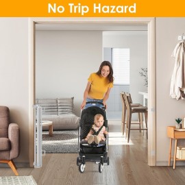 140 Extra Wide Pet Gate for Stairs Scratch-Resistant 33 Tall Retractable Long Baby Gates Indoor Extra Long Baby Gates for Large Openings Anti-Climb Retractable Outdoor Dog Gate for Deck, Light Gray