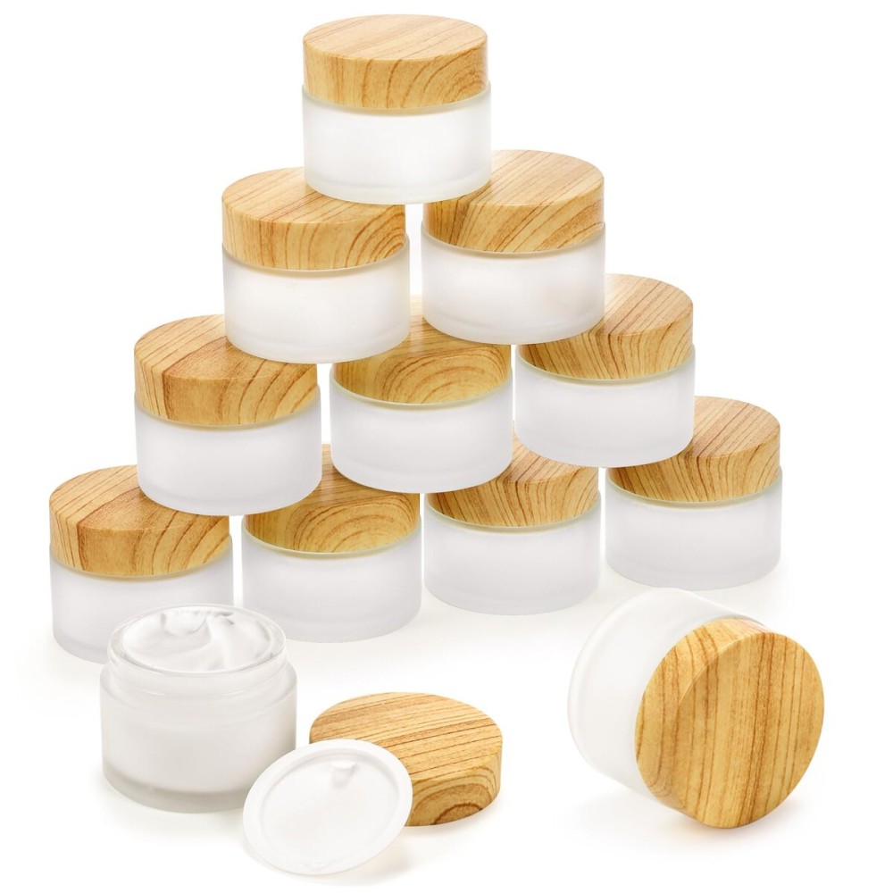 ZENFUN 16 Pcs Glass Cosmetic Containers 50 Gram/50ml Empty Sample Jars with Leak Proof Lids, Frosted Glass Bottle, Small Makeup Sample Jars, Refillable Travel Jars for Cream, Lotions, Lip Balm ZENFUN 16 Pcs Glass Cosmetic Containers 50 Gram/50ml Empty Sample Jars with Leak Proof Lids, Frosted Glass Bottle, Small Makeup Sample Jars, Refillable Travel Jars for Cream, Lotions, Lip Balm