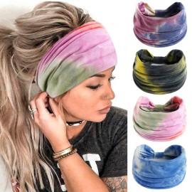 FULZTEY Wide Headbands for Women Tie Dye Hairband Fashion Boho Head Bands Non Slip Knotted Headwrap Elastic Workout Yoga Sweat Turban Soft Thick Bandanas Cute Hair Accessories for Teen Girls 4 Pack FULZTEY Wide Headbands for Women Tie Dye Hairband Fashion Boho Head Bands Non Slip Knotted Headwrap Elastic Workout Yoga Sweat Turban Soft Thick Bandanas Cute Hair Accessories for Teen Girls 4 Pack