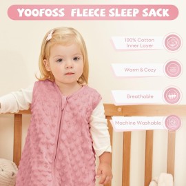 Yoofoss Fleece Baby Sleep Sack 0-6 Months with Plush Dots, TOG 1.5 Baby Wearable Blanket with 2-Way Zipper, Organic Cotton Toddler Sleep Sack Fleece