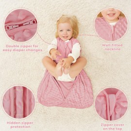 Yoofoss Fleece Baby Sleep Sack 0-6 Months with Plush Dots, TOG 1.5 Baby Wearable Blanket with 2-Way Zipper, Organic Cotton Toddler Sleep Sack Fleece
