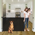 56 Inch Retractable Baby Gates for Doorways Retractable Dog Gate Outdoor Gates for Decks Indoor Long Baby Gate Retractable Pet Gate, Child Gate for Stairs, Porches, Black