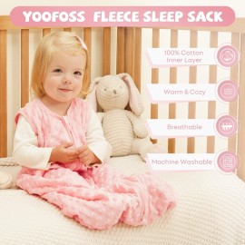 Yoofoss Fleece Baby Sleep Sack 6-12 Months with Plush Dots, TOG 1.5 Baby Wearable Blanket with 2-Way Zipper, Organic Cotton Toddler Sleep Sack Fleece