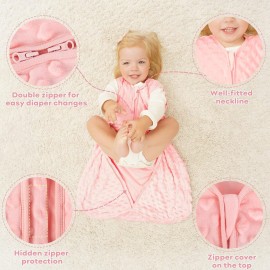Yoofoss Fleece Baby Sleep Sack 6-12 Months with Plush Dots, TOG 1.5 Baby Wearable Blanket with 2-Way Zipper, Organic Cotton Toddler Sleep Sack Fleece