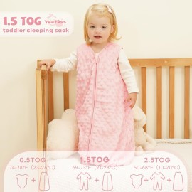 Yoofoss Fleece Baby Sleep Sack 6-12 Months with Plush Dots, TOG 1.5 Baby Wearable Blanket with 2-Way Zipper, Organic Cotton Toddler Sleep Sack Fleece