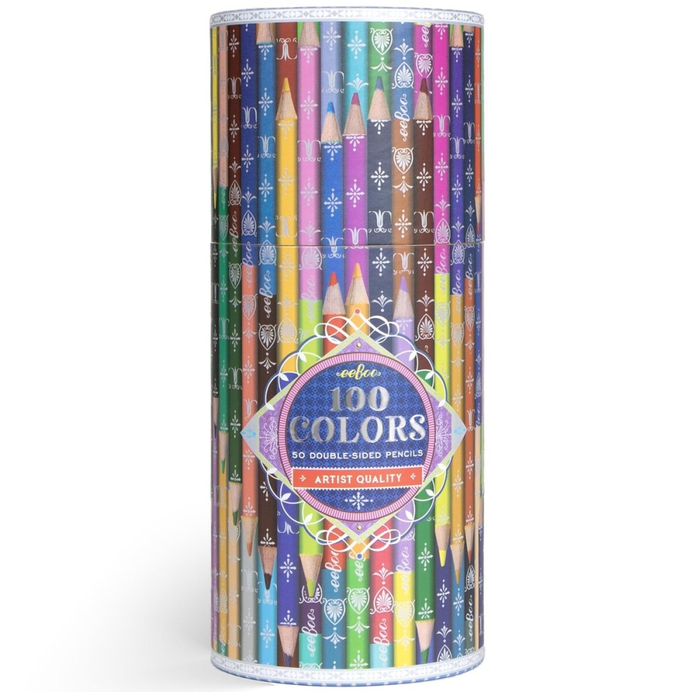 eeBoo Piece & Love: 100 Colors - 50 Double-Sided Color Pencils, Adults Artist Quality Pencils, Art Supplies