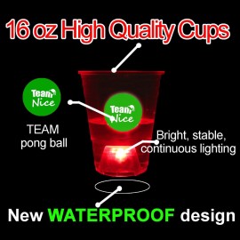YHFUISK 22Pcs Christmas Glowing Pong Set Party Game Light Up Pong Cups for Christmas Party with 6 Christmas Theme Balls, Christmas House Parties Holidays(Red&Green&Flashing)