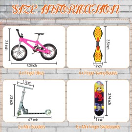 Skylety 31 Pieces Mini Finger Toys Set for Boy Girl Includes 6 Finger Skateboards, 4 Bikes, 2 Mini Scooters 4 Swing Board 8 Matched Wheels 7 Tool Accessories Educational Toy Party Favor(Fun)