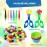 iCraftine 170 PCS Counting Sorting Fine Motor Skills Sensory Bin Filler Include 12 Sorting Bowls, 150 Pom Poms, 6 Tweezers, 2 Scooper Scissors for Kids Early Education, Sorting Counting Training