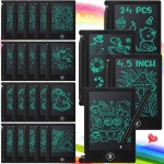 24 Pieces LCD Writing Tablet Bulk Kids Mini Drawing Pad 4.5 Inch Electronic Doodle Board Kids Party Favor Classroom Gift(Black Frame)
