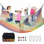 LPIW Climbing Net for Kids - 9.9FT x 9.9FT Double Layers Heavy Duty Playground Safety Net, Climbing Cargo Net for Tree House Tree Fort, Back Yard, Jungle Gyms, Monkey Bar Security MeshRainbow