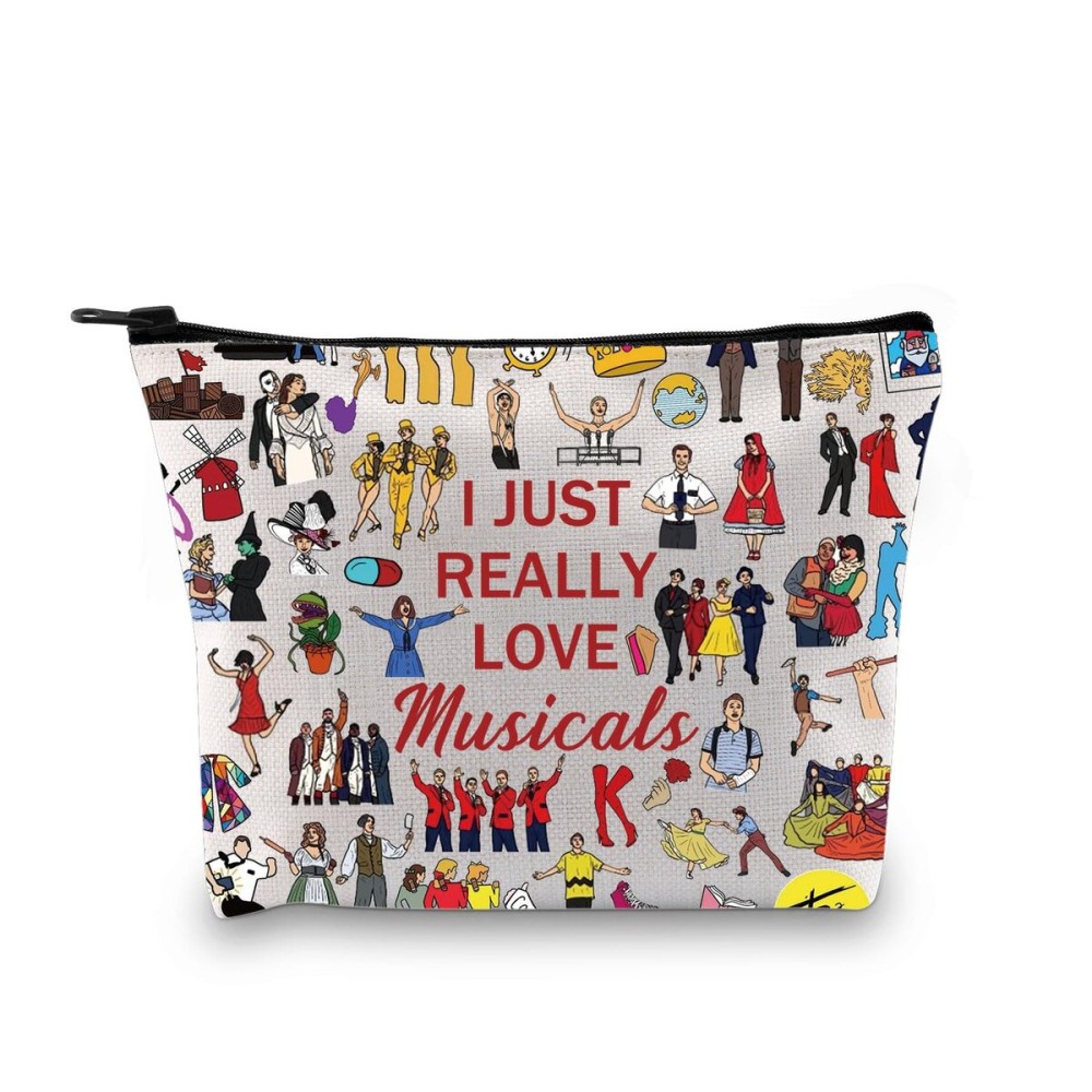 G2TUP Theatre Musical Lover Gift I Just Really Love Musicals Makeup Bag Music Fan Cosmetic Bag Musicals Merchandise (I Just Really Love Musicals MB)
