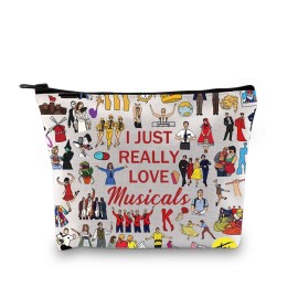 G2TUP Theatre Musical Lover Gift I Just Really Love Musicals Makeup Bag Music Fan Cosmetic Bag Musicals Merchandise (I Just Really Love Musicals MB)