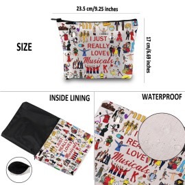 G2TUP Theatre Musical Lover Gift I Just Really Love Musicals Makeup Bag Music Fan Cosmetic Bag Musicals Merchandise (I Just Really Love Musicals MB)