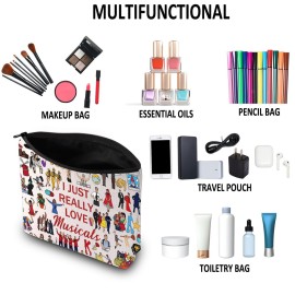 G2TUP Theatre Musical Lover Gift I Just Really Love Musicals Makeup Bag Music Fan Cosmetic Bag Musicals Merchandise (I Just Really Love Musicals MB)