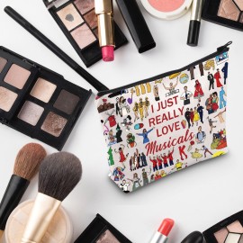 G2TUP Theatre Musical Lover Gift I Just Really Love Musicals Makeup Bag Music Fan Cosmetic Bag Musicals Merchandise (I Just Really Love Musicals MB)