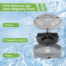 Luojiedejinbiao BF-004 Pipeless Jet Motor Magnetic Head Pedicure SPA Chair Part Replacement for LURACO Pedicure Chair Bathtub Jets Includes Propeller and Cap 4 Pin