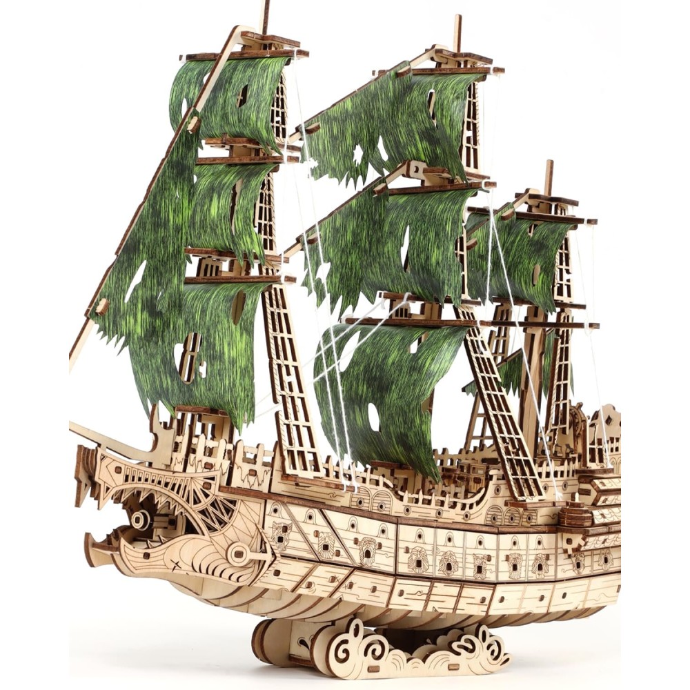 Challenging Flying Dutchman 3D Wooden Puzzles for Adults Pirate Ship Model Kit to Build - Ideal Christmas or Birthday Gift for Puzzle Enthusiasts