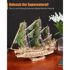 Challenging Flying Dutchman 3D Wooden Puzzles for Adults Pirate Ship Model Kit to Build - Ideal Christmas or Birthday Gift for Puzzle Enthusiasts