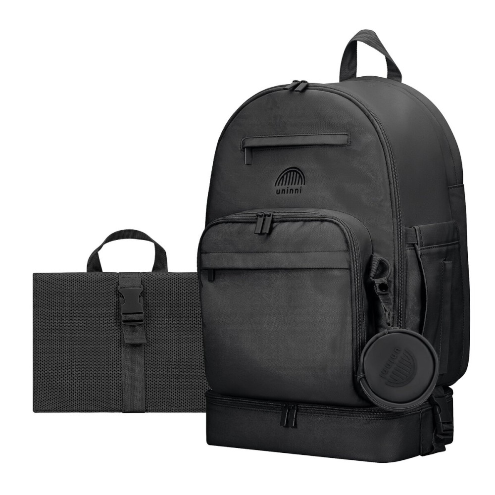 uninni Large Diaper Bag Backpack for Moms & Dads-Baby Diaper Bag with portable Changing Pad, Removable Pacifier Case - Black