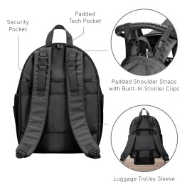 uninni Large Diaper Bag Backpack for Moms & Dads-Baby Diaper Bag with portable Changing Pad, Removable Pacifier Case - Black