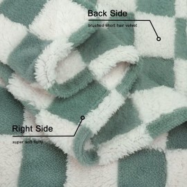 HOMRITAR Checkered Baby Blanket for Boys Sage Green Soft Fluffy Fuzzy Blankets with 3D Chessboard Grid, Warmer Comfort Reversible Lightweight Bed Blanket for Toddlers Infant or Newborn 30 x 40 Inch