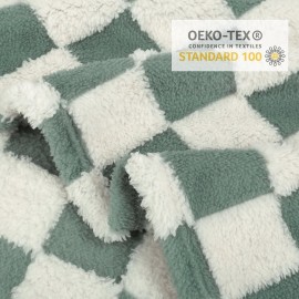 HOMRITAR Checkered Baby Blanket for Boys Sage Green Soft Fluffy Fuzzy Blankets with 3D Chessboard Grid, Warmer Comfort Reversible Lightweight Bed Blanket for Toddlers Infant or Newborn 30 x 40 Inch