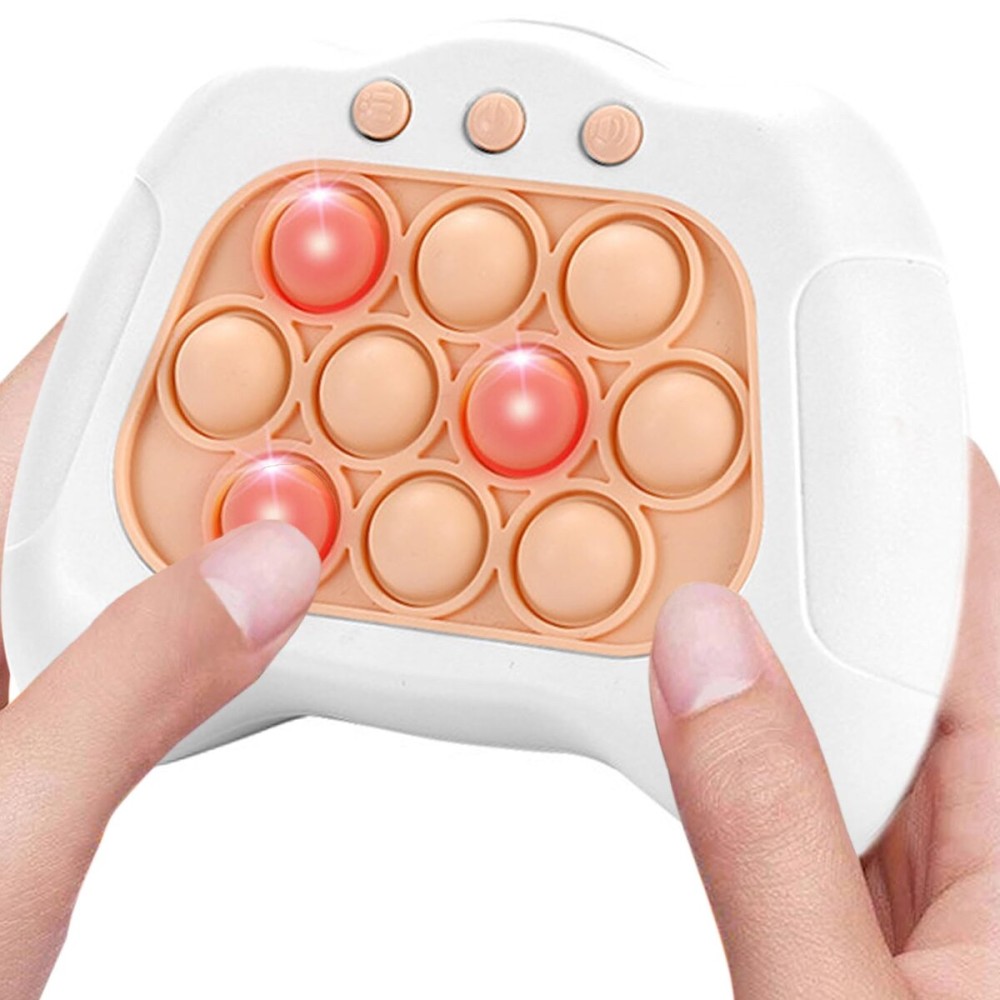TOMFANCY Pop Quick Push Game Console Light Up Sensory Fidget Toys Handheld Puzzle Popping Press Toy for Kids Adult White