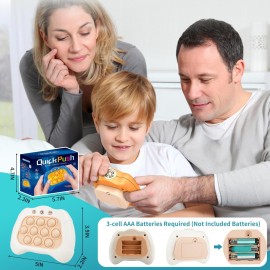 TOMFANCY Pop Quick Push Game Console Light Up Sensory Fidget Toys Handheld Puzzle Popping Press Toy for Kids Adult White