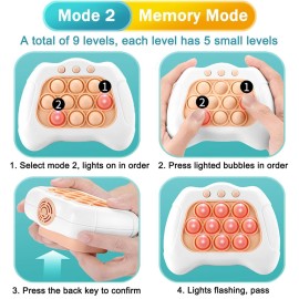 TOMFANCY Pop Quick Push Game Console Light Up Sensory Fidget Toys Handheld Puzzle Popping Press Toy for Kids Adult White