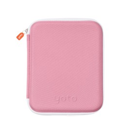 YOTO Card Case in Think Pink - Kids Accessory, Soft Portable Folder with Zipper & 64 Pockets for Player & Mini Audiobook Cards, Binder Sleeve Holder for Travel