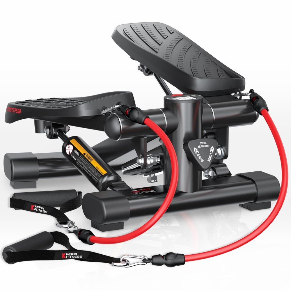 KeppiFitness Steppers for Exercise at Home, Mini Stepper with 350LB Maximum Capacity, Resistance Bands for Cardio, Fitness and Full Body Workout - FITSTEP500