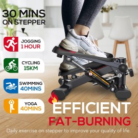 KeppiFitness Steppers for Exercise at Home, Mini Stepper with 350LB Maximum Capacity, Resistance Bands for Cardio, Fitness and Full Body Workout - FITSTEP500