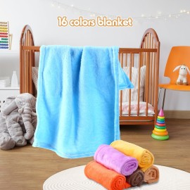 Kinlop 16 Pcs Flannel Blanket Flannel Stroller Soft and Warm Newborn Nursery Bed Blankets Blanket for Newborn Infant, Travel, 16 Colors (20 x 28 Inch)