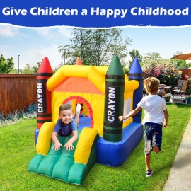 Dvreugde Outdoor & Indoor Mini Inflatable Bounce House with Blower Toddler Castle Kids Bouncy House with Slide, air Blower, Carrying Bag and Water Bag
