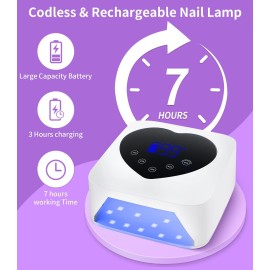 UV Nail Lamp, HUGMAPLE 72W UV Light for Gel Nails with 5 Timer Setting, Touch Control & Auto Sensor, Cordless Rechargeable Fast Dryer, Professional Led Curing Lamp for Salon & Home