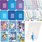 Qyeahkj 48 Pack Winter Craft for Kids Winter Picture Frame with Easel DIY Paper Arts Crafts Kit with Stand Christmas Holiday Xmas Photo Frames Bulks Game Activity for Kindergarten Preschool Boys Girls